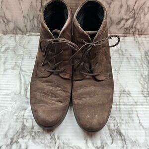 Ecco Casual Lace Up Ankle Booties Brown Leather Suede Womens 38